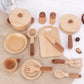 Kinder natürliche Holzfarbe Vorschulspielzeug Obst und Gemüse Simulation Spielhaus Küchengeschirr kognitives Holzspielzeug für Holzspielküche