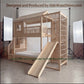 Wooden Adventure Bunk Bed with Climbing Net, Gym Rings & Tent Canopy | Slide, Storage Stairs, Under-Bed Drawers | Active Kids Loft Bed