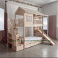 Wooden Adventure Bunk Bed with Climbing Net, Gym Rings & Tent Canopy | Slide, Storage Stairs, Under-Bed Drawers | Active Kids Loft Bed