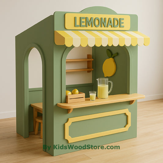 Casita de madera con puesto de limonada | Casita de juegos para interior y exterior