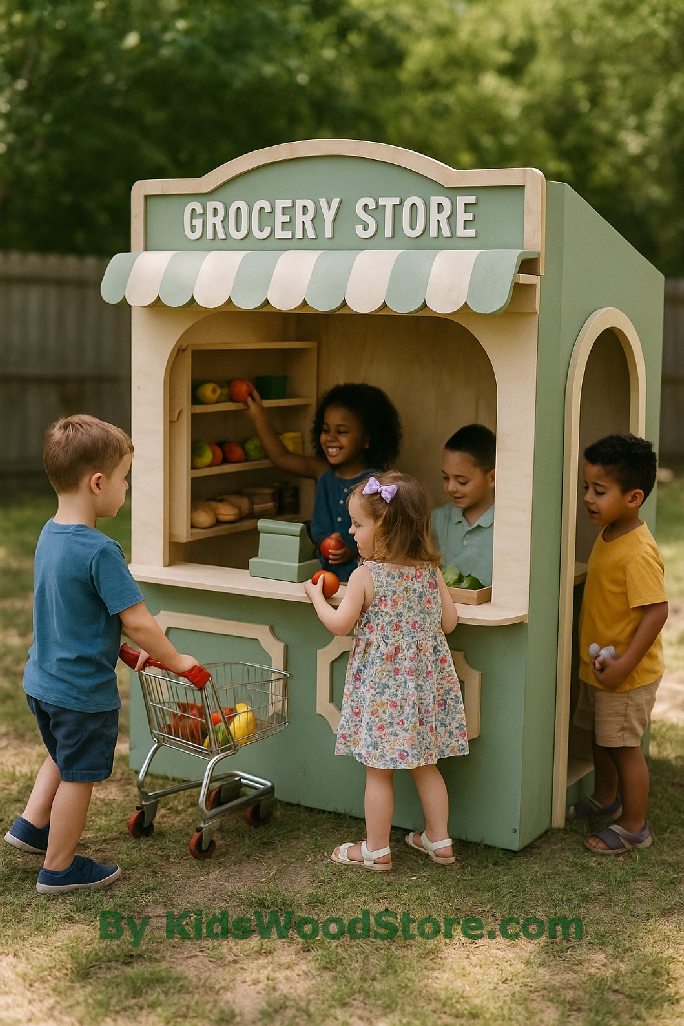 Grocery Store Wooden Playhouse | Indoor Outdoor Pretend Play for Kids