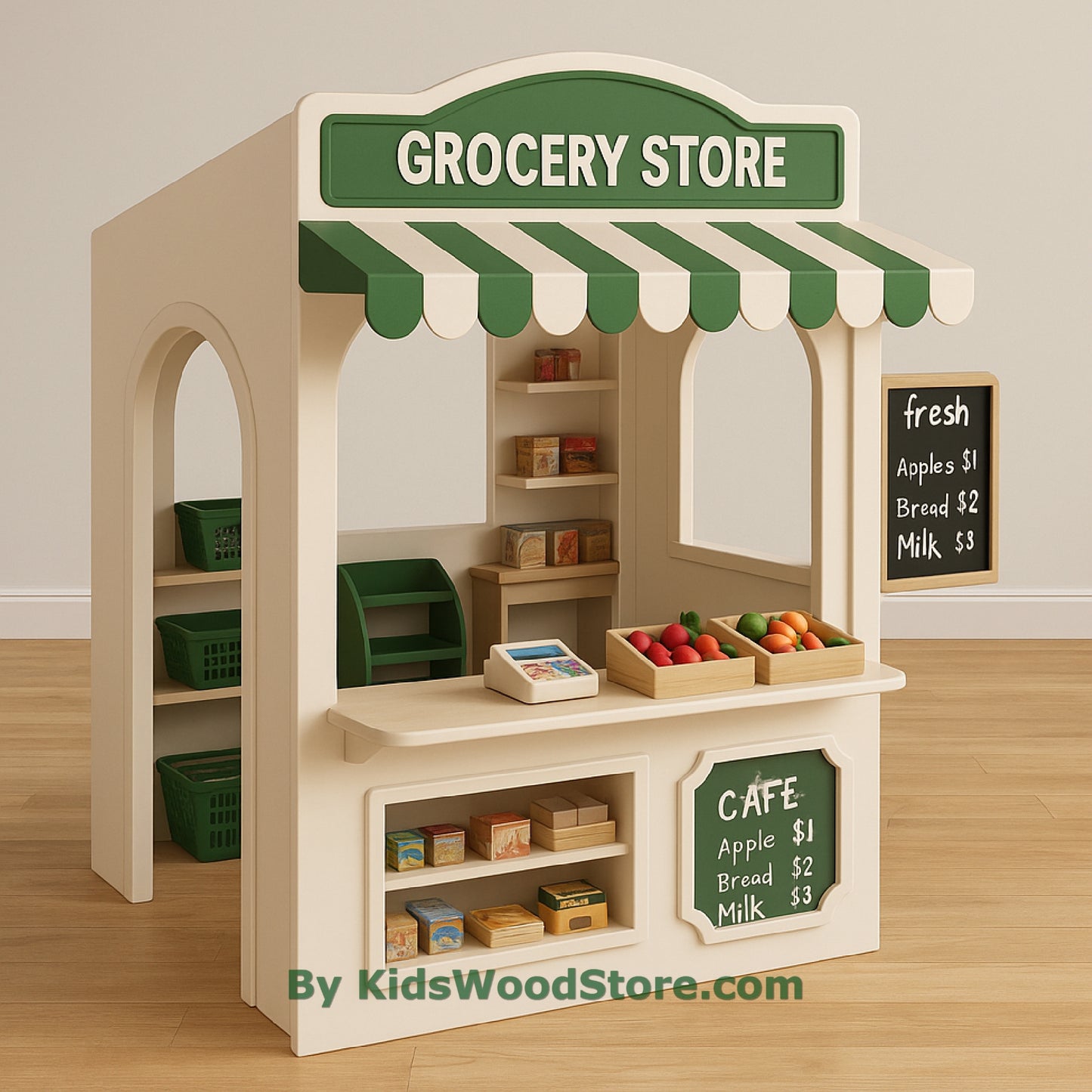 Grocery Store Wooden Playhouse | Indoor Outdoor Pretend Play for Kids
