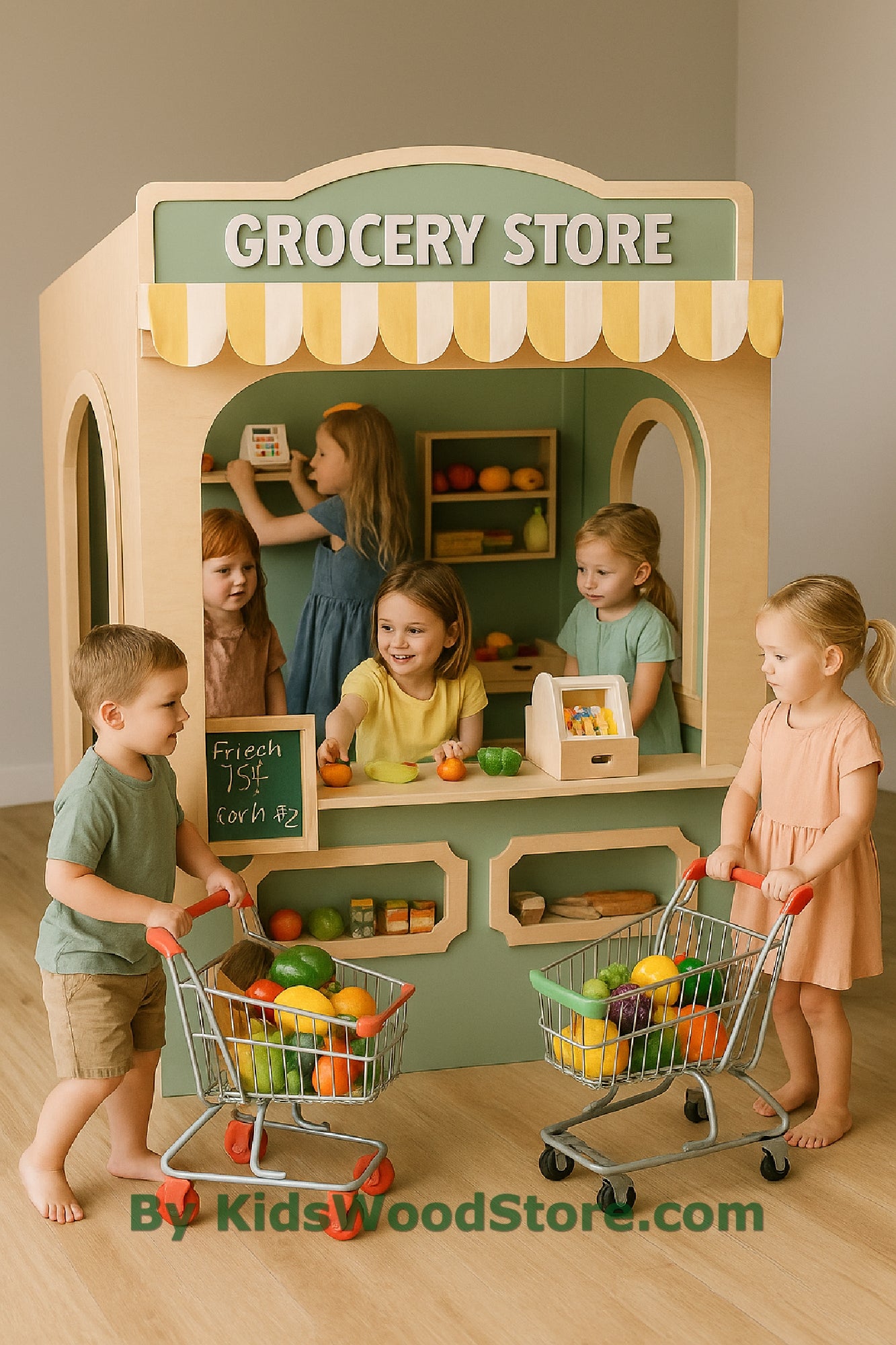 Grocery Store Wooden Playhouse | Indoor Outdoor Pretend Play for Kids