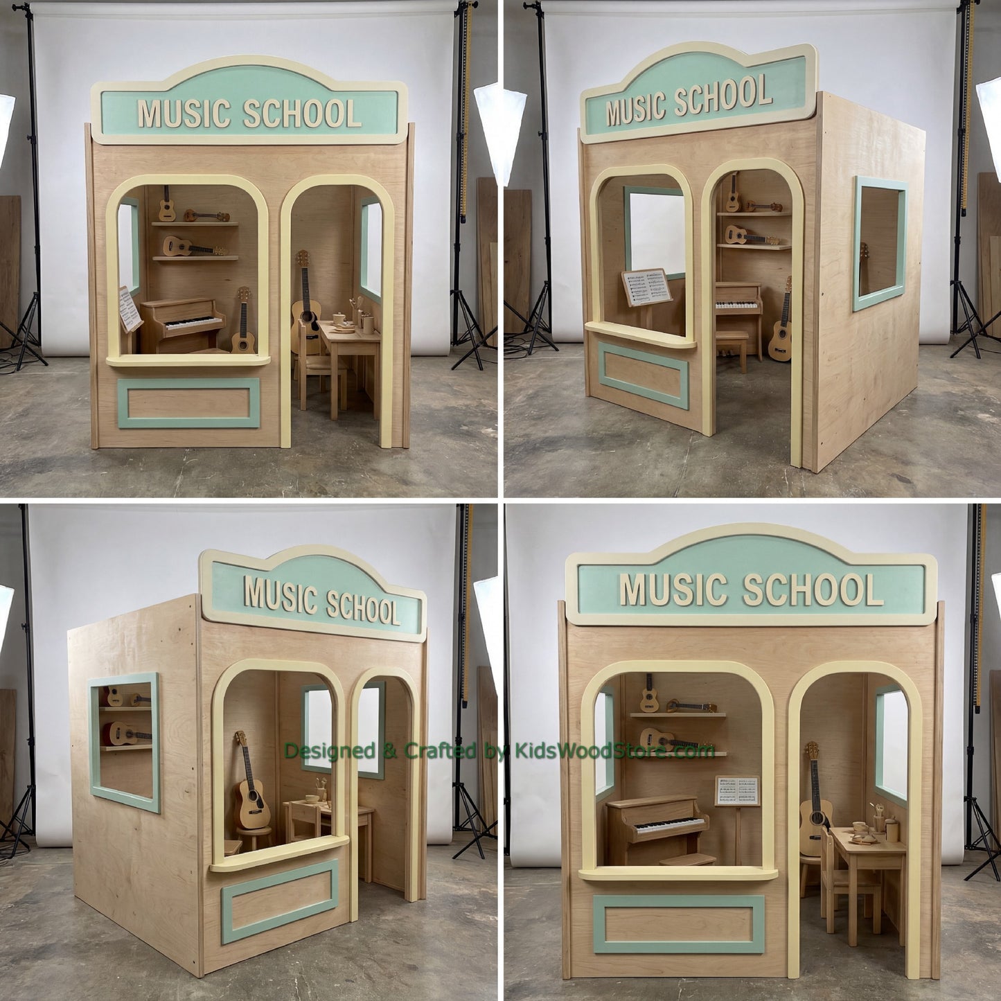 Wooden Music School Playhouse + Furnitures for Kids | Personalized 25+ Themes | All-Inclusive Turnkey Project