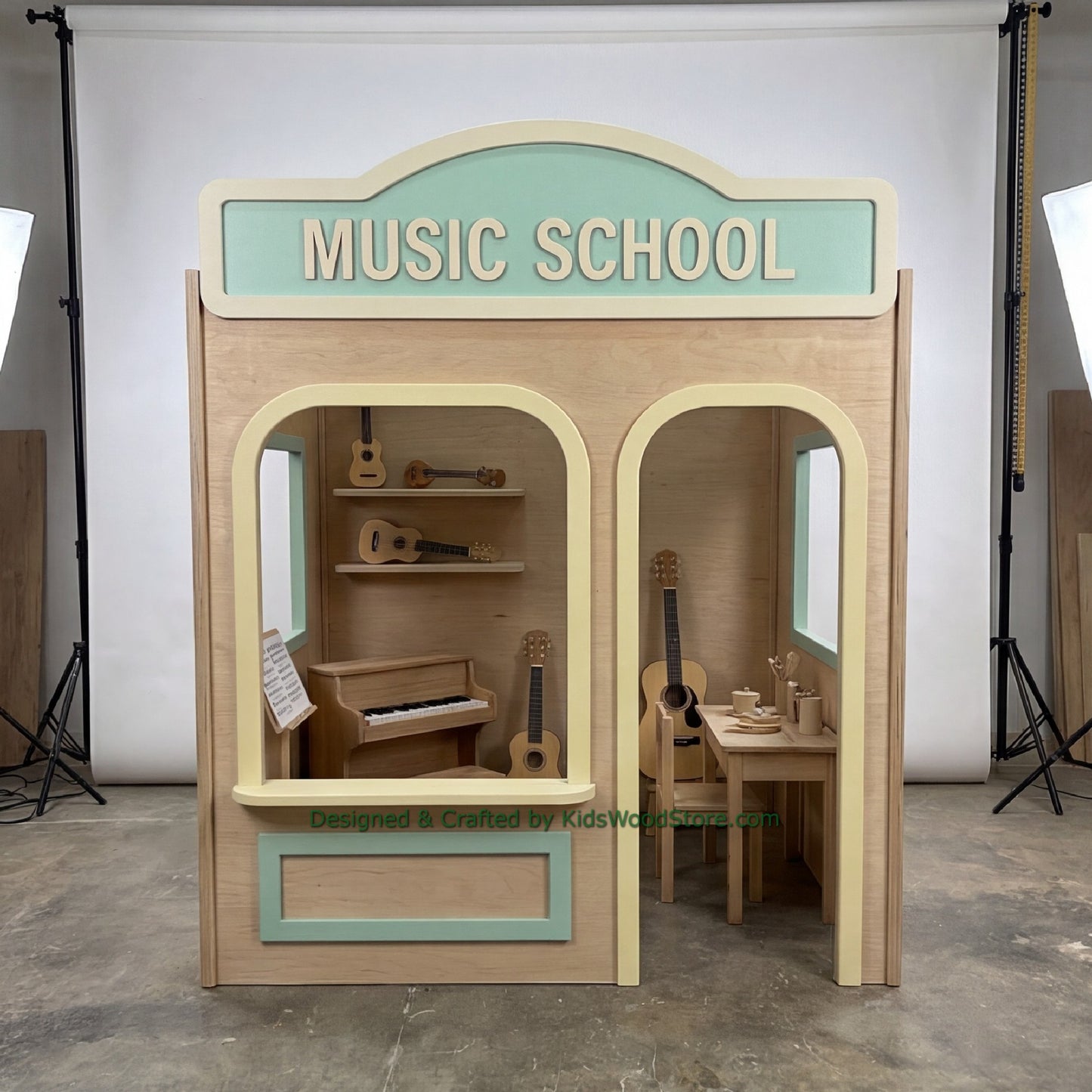 Wooden Music School Playhouse + Furnitures for Kids | Personalized 25+ Themes | All-Inclusive Turnkey Project