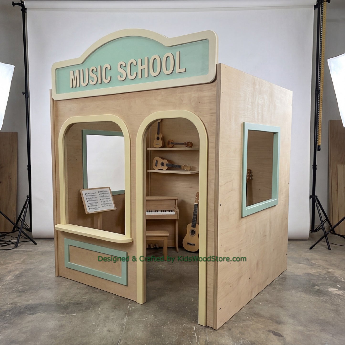 Wooden Music School Playhouse + Furnitures for Kids | Personalized 25+ Themes | All-Inclusive Turnkey Project