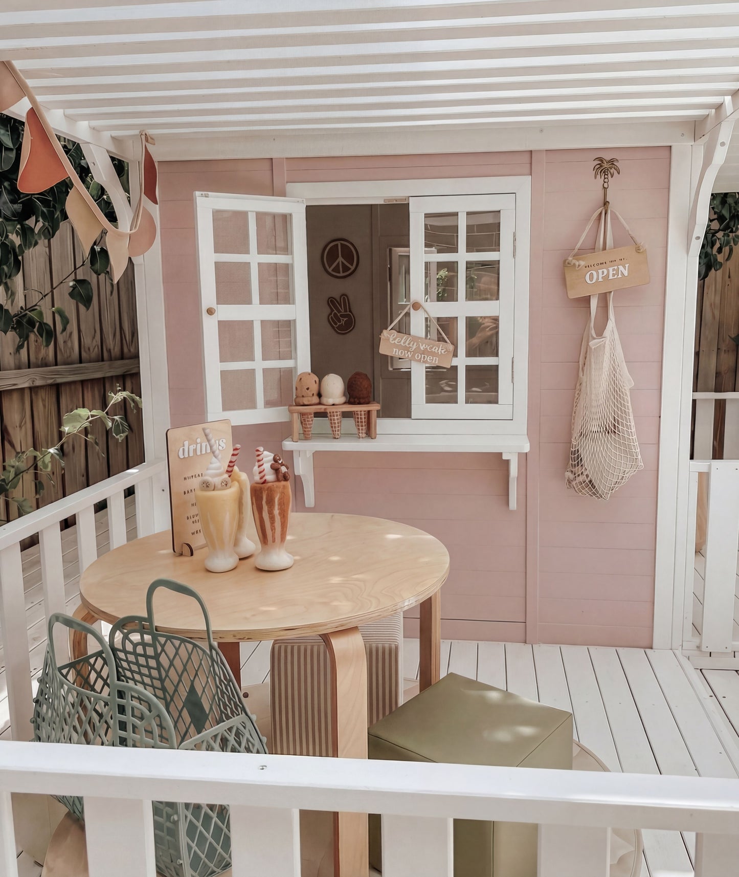 Luxury Outdoor Wooden Playhouse with Front Porch & Side Veranda