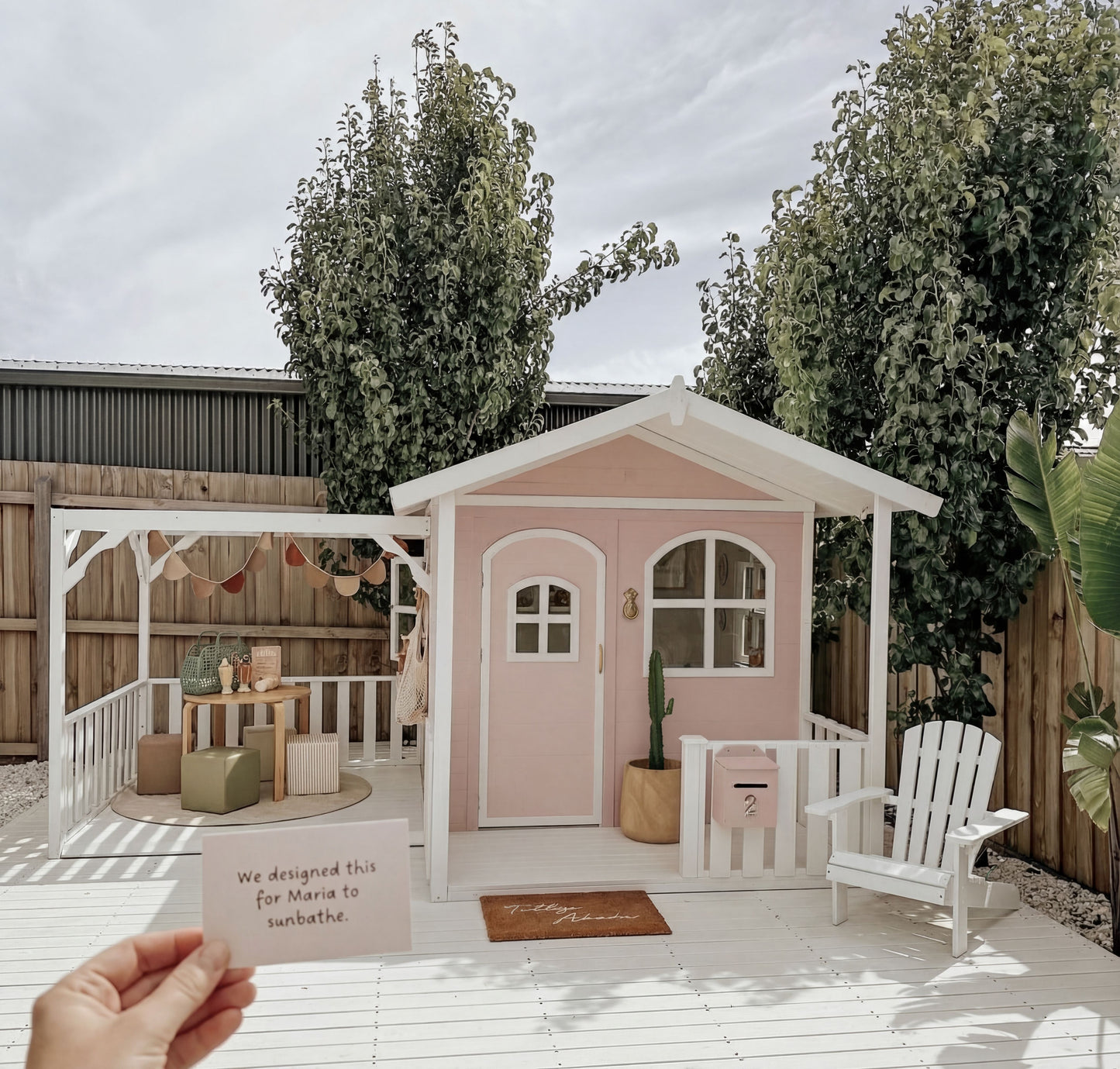Luxury Outdoor Wooden Playhouse with Front Porch & Side Veranda