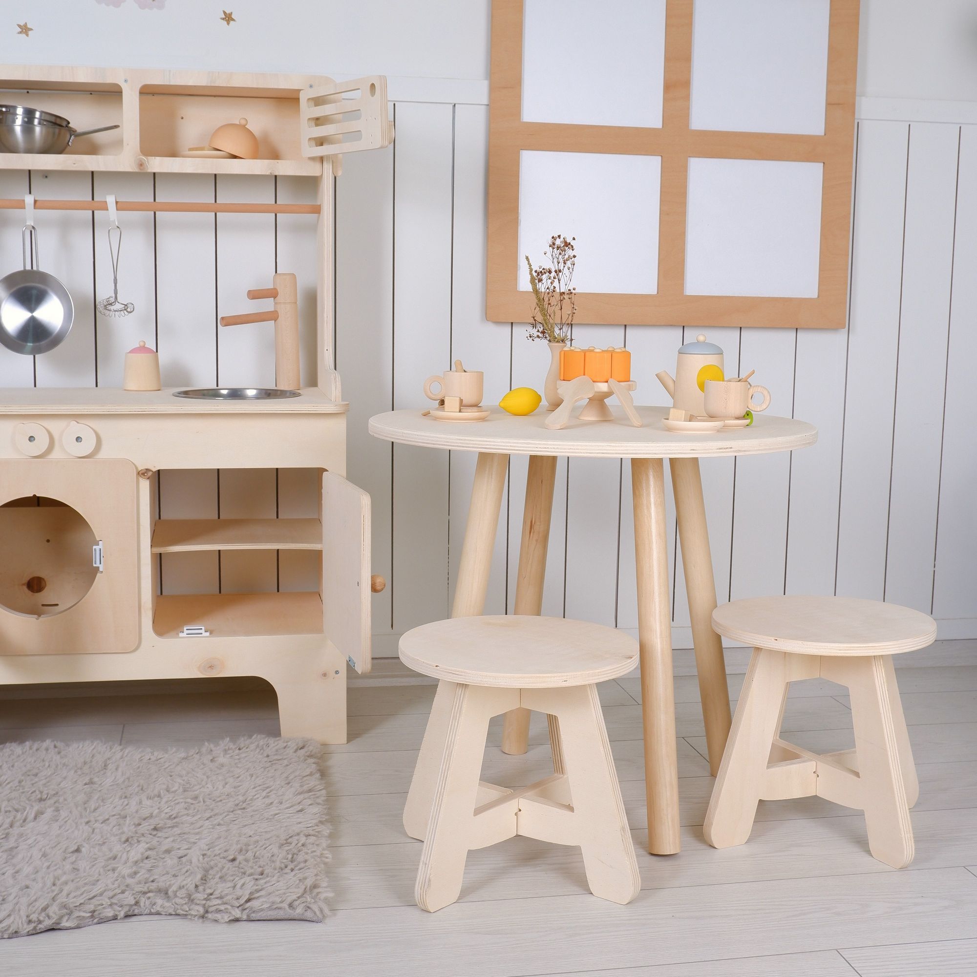 Wooden kitchen with washing 2024 machine