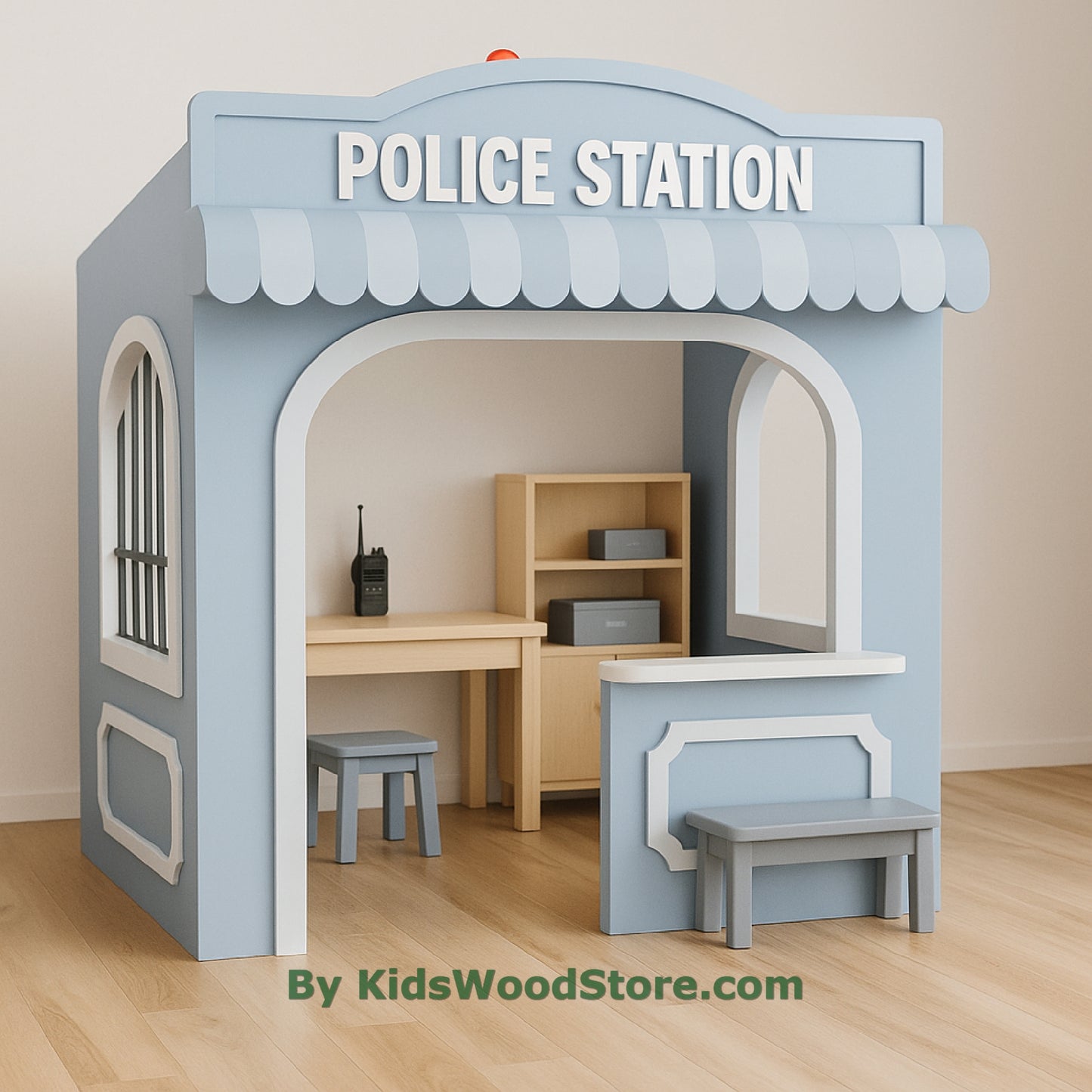 Casita de madera de la comisaría | Juego de simulación para niños en interiores y exteriores