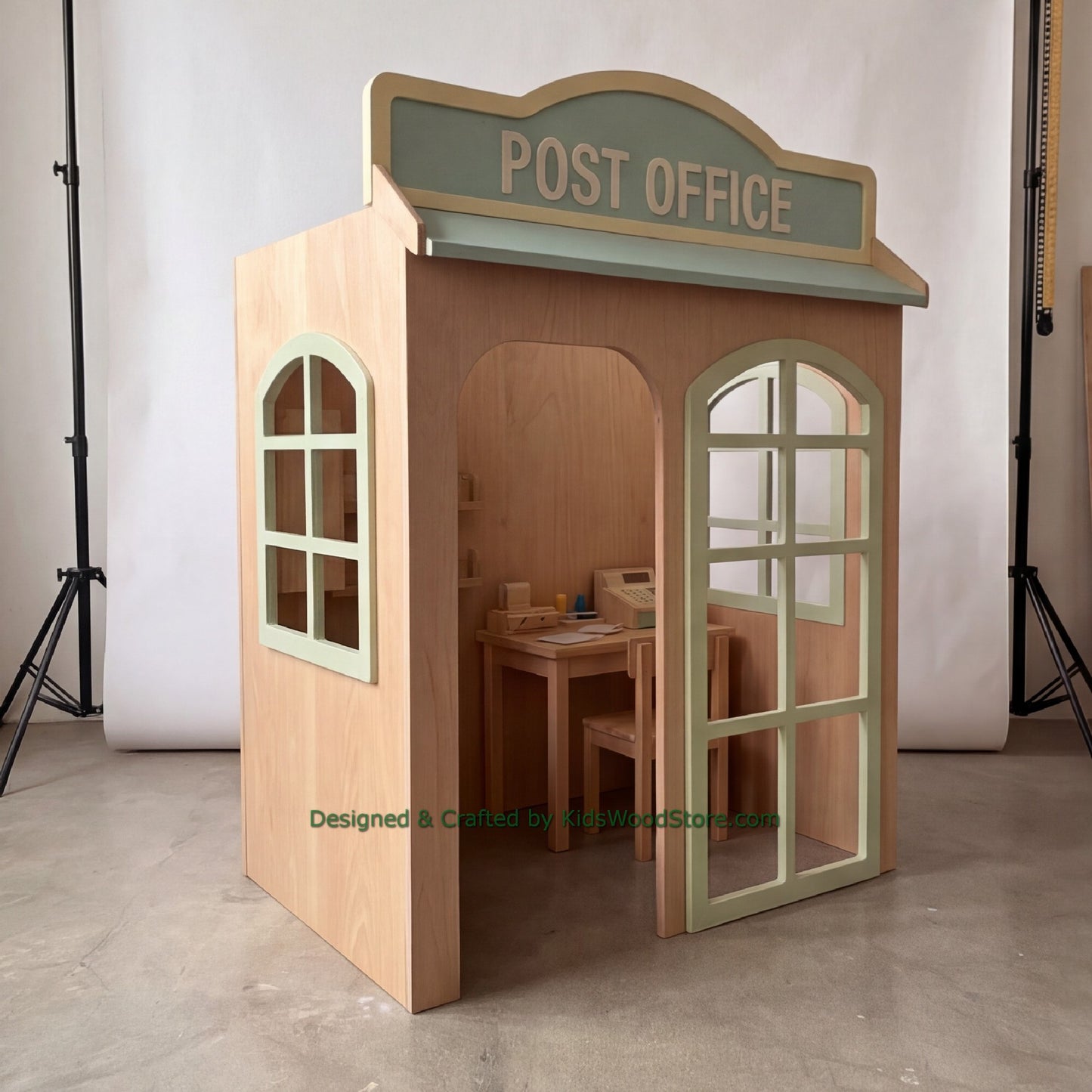 Wooden Post Office Playhouse + Furnitures for Kids | Personalized 25+ Themes | All-Inclusive Turnkey Project