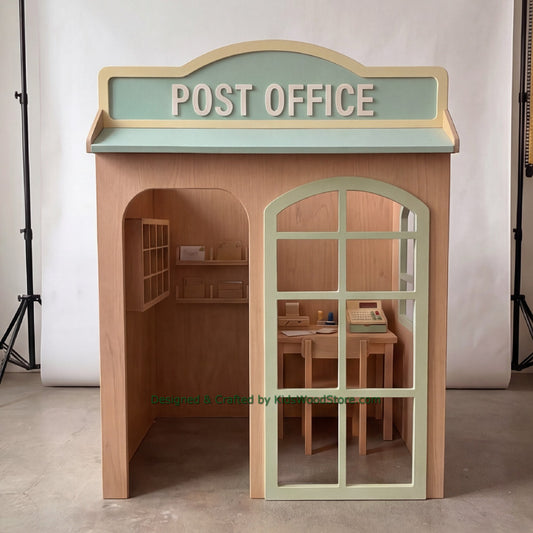 Wooden Post Office Playhouse + Furnitures for Kids | Personalized 25+ Themes | All-Inclusive Turnkey Project