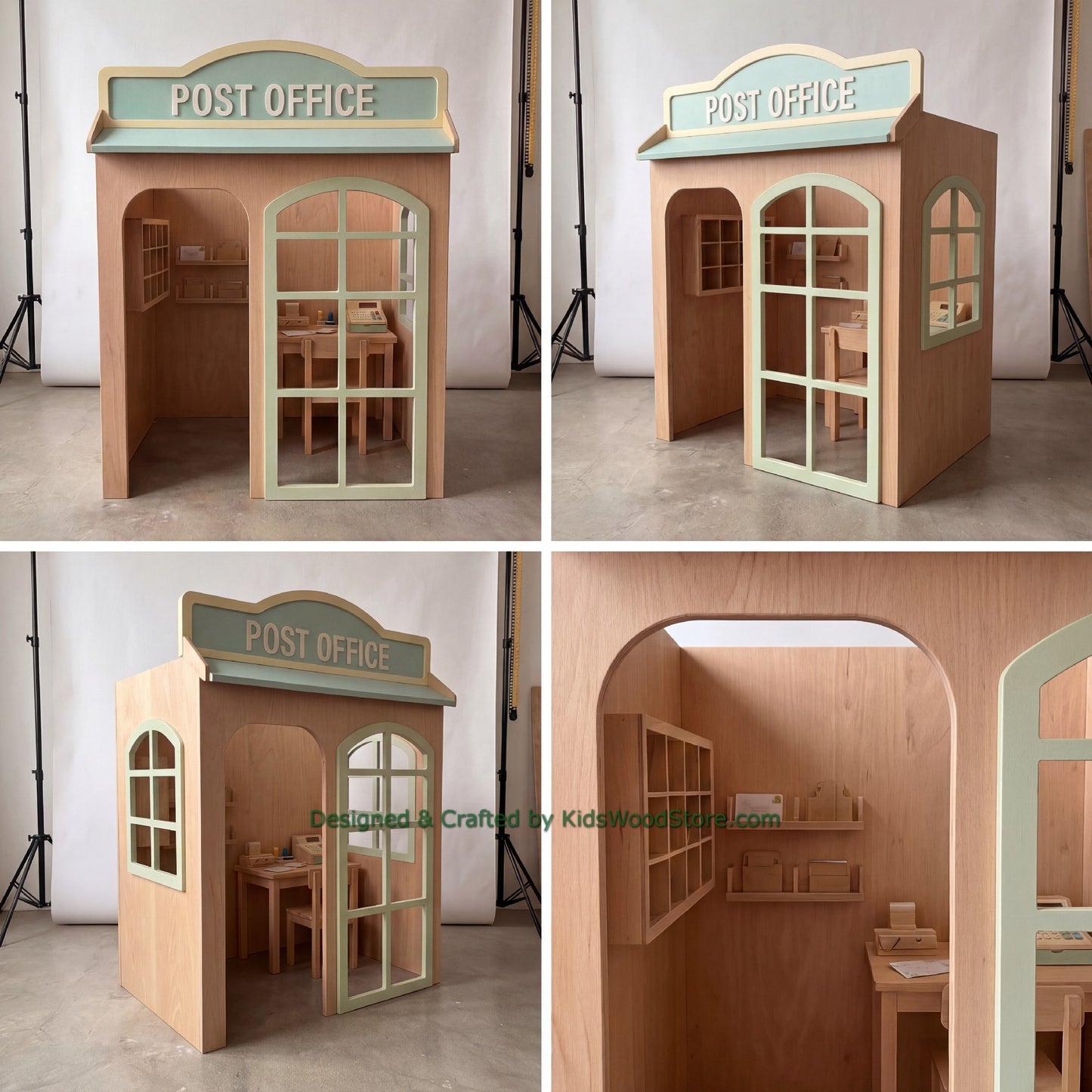 Wooden Post Office Playhouse + Furnitures for Kids | Personalized 25+ Themes | All-Inclusive Turnkey Project