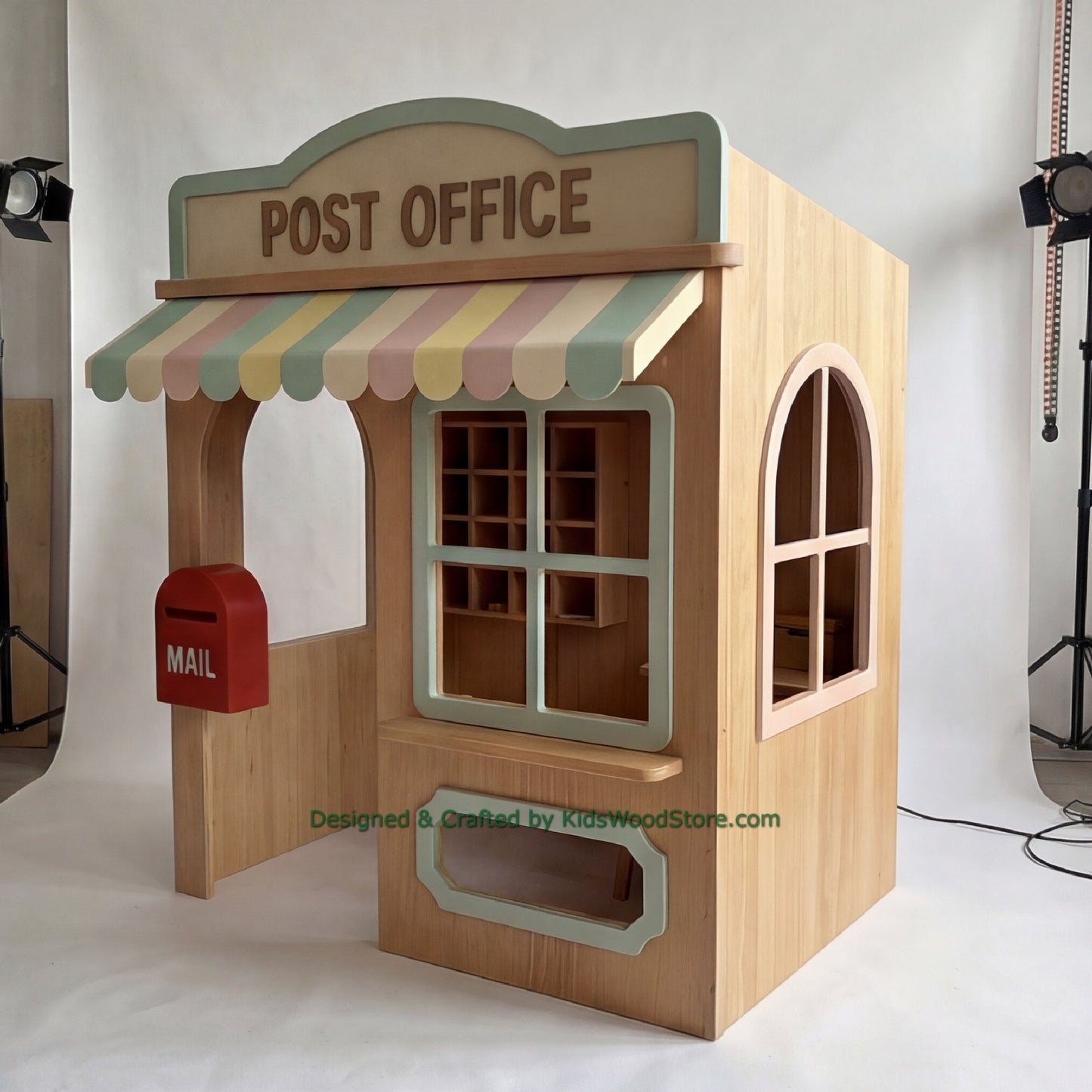 Wooden Post Office Playhouse + Furnitures for Kids | Personalized 25+ Themes | All-Inclusive Turnkey Project