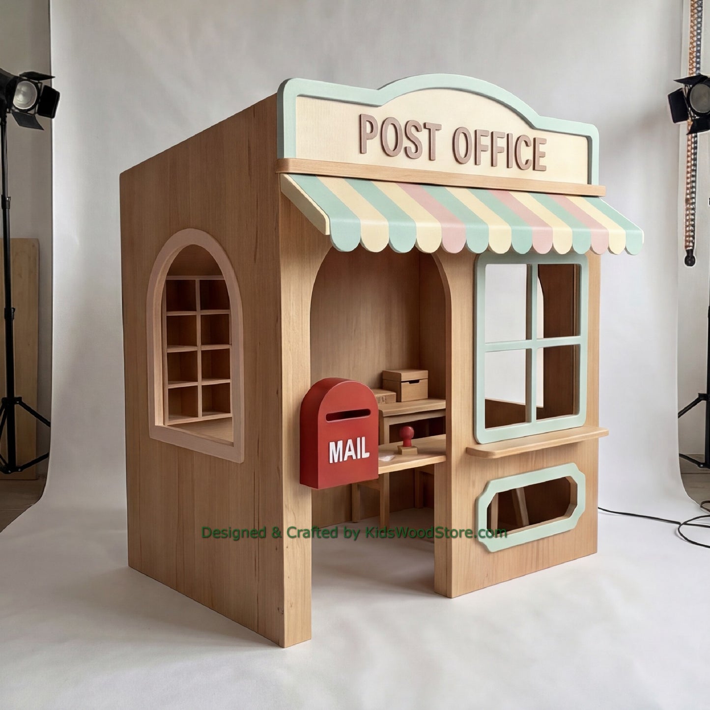 Wooden Post Office Playhouse + Furnitures for Kids | Personalized 25+ Themes | All-Inclusive Turnkey Project
