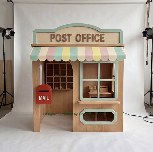Wooden Post Office Playhouse + Furnitures for Kids | Personalized 25+ Themes | All-Inclusive Turnkey Project