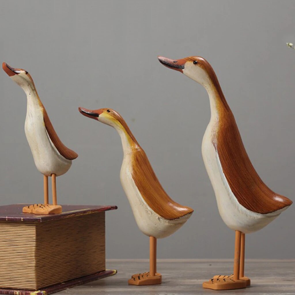 3x/set Duck Statue Home Decor Bird Collectible Figurine Good Luck Ornate