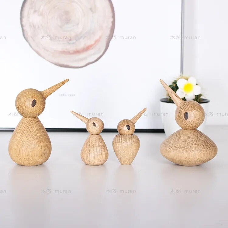 Figurines Creative Wooden Crafts Bird Home Ornaments Girlfriend Gifts Cute Desktop Ornaments
