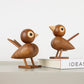 Nordic Style Oak Sparrow Figurine Wooden Dolls Lovely Nature Teak Wood Bird Figures Ornament Home Decor Shelf Decoration Crafts