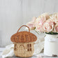 Mushroom Shape Rattan Children's Portable Small Basket Flower Green Plants Fruit Shopping Basket Picnic Wedding Flower Basket