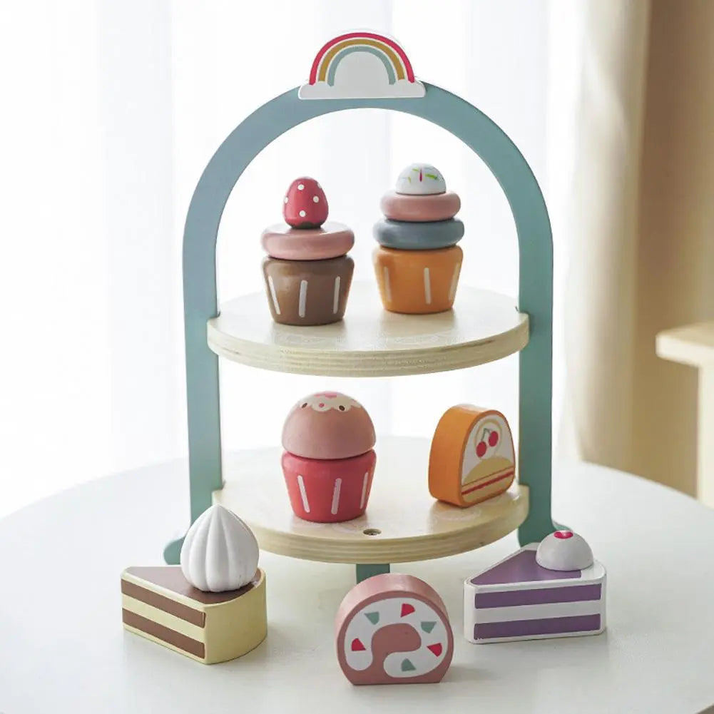 Simulation Afternoon Tea Set Toy Wooden Cake Role Play Game Early Educational Toys For Girls Boys Gifts Pretend Play Food Games  For Wooden Play Kitchen