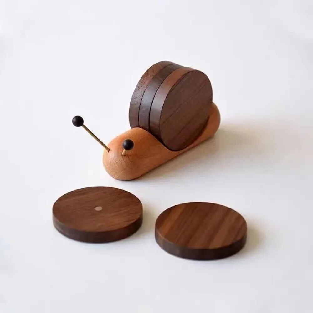 Small Coasters Wooden Coaster Magnetic Creative Snail Shell Funny Coasters Home Decor for Cups Housewarming Birthday Gifts