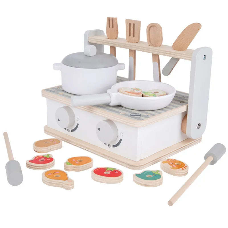 DIY Wooden Toy Pretend Play Simulation Kitchen Coffee Machine Cooking Model  Set Educational Toys