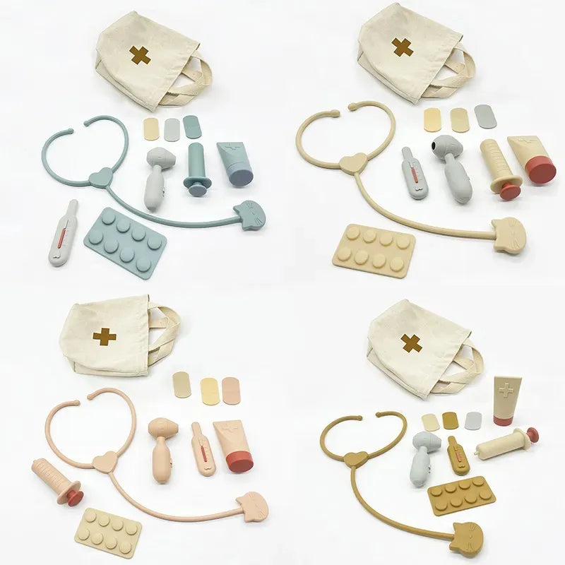 Baby Silicone Doctor Play Set and Nurse Kit Food Grade Safe Educational Role Play Simulation Hospital Learinng Toys