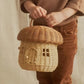 Cute Rattan Mushroom Basket Hand Woven Wicker Storage Baskets Beach Straw Organizer Box for Kids Summer Vacation Picnic Basket
