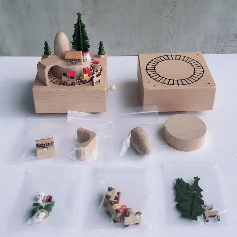 El yapımı Ahşap Müzik Kutusu Yaratıcı Retro Dönen Müzik Kutusu Noel Doğum Günü Hediyeleri DIY Günlük Yapımı Süsleme Ev Dekorasyon 