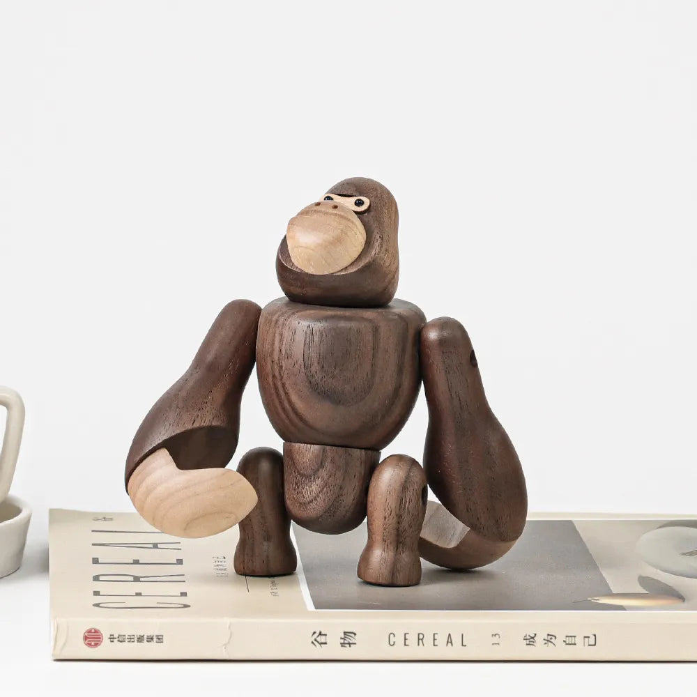 Nordic Holz King Kong Puppen Gorilla Figuren Hängen Affe Hause Dekoration Zubehör Braun Kunsthandwerk Ornament Mann Geschenke 