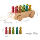 Buntes Trolley-Spielzeug aus Buche aus Holz für Babys von 1 bis 3 Jahren mit 10 Holzpuppen. Spiele für die Entwicklung von Babys, Montessori-Baby 