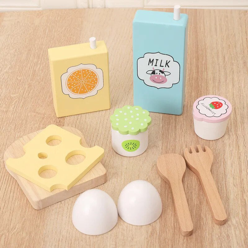 Wooden Pretend Play Food Kitchen Toys Classic Cutting Cooking Set Kids HousePlay Educational Imitation Game Toys for Girls Boys  For Wooden Play Kitchen