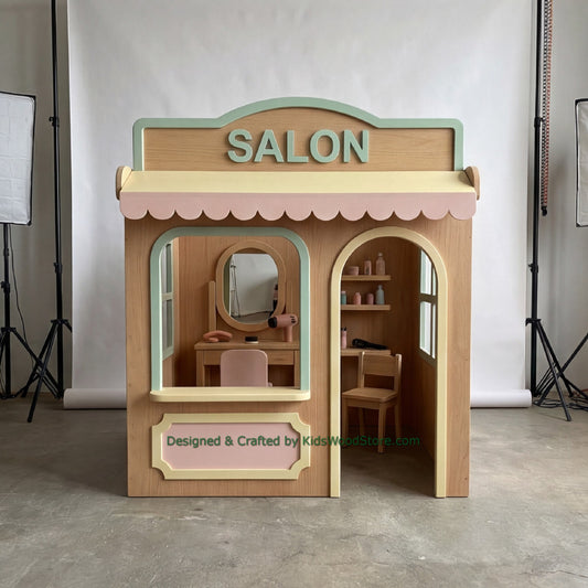 Wooden Salon Playhouse + Furnitures for Kids | Personalized 25+ Themes | All-Inclusive Turnkey Project