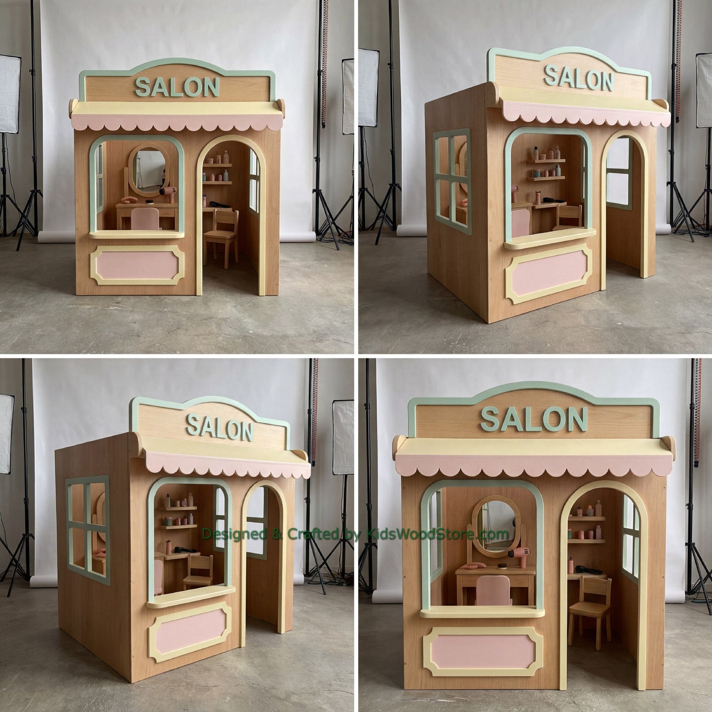 Wooden Salon Playhouse + Furnitures for Kids | Personalized 25+ Themes | All-Inclusive Turnkey Project
