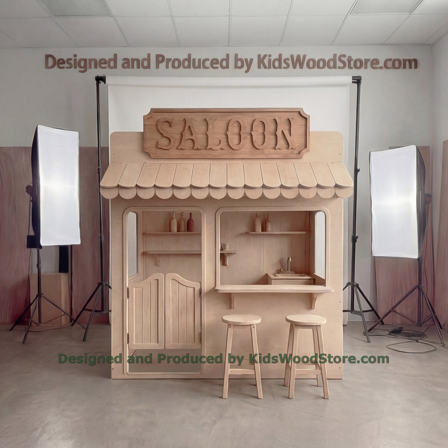 Wooden Saloon Playhouse + Furnitures for Kids | Personalized 25+ Themes | All-Inclusive Turnkey Project