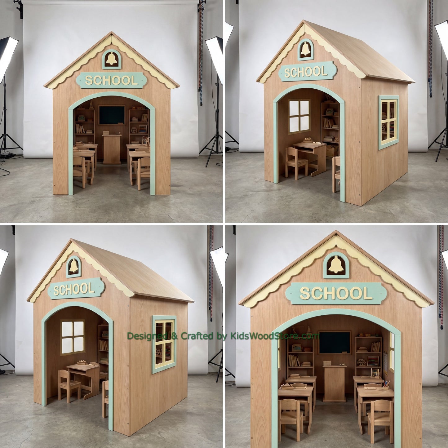Wooden School Playhouse + Furnitures for Kids | Personalized 25+ Themes | All-Inclusive Turnkey Project