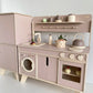 Handcrafted Wooden Play Kitchen + Refrigerator  (blind doors) | Scandinavian Design - Birch