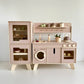 Handcrafted Wooden Play Kitchen + Refrigerator  (doors with window) | Scandinavian Design - Birch