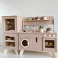 Handcrafted Wooden Play Kitchen + Refrigerator  (doors with window) | Scandinavian Design - Birch