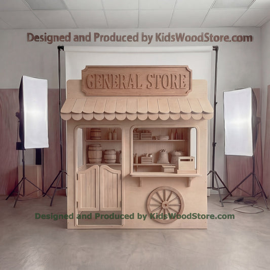 Wooden General Store Playhouse + Furnitures for Kids | Personalized 25+ Themes | All-Inclusive Turnkey Project