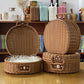 New round wicker storage hi tea moon cake box gift packaging companion gift vintage plastic woven rattan box storage box