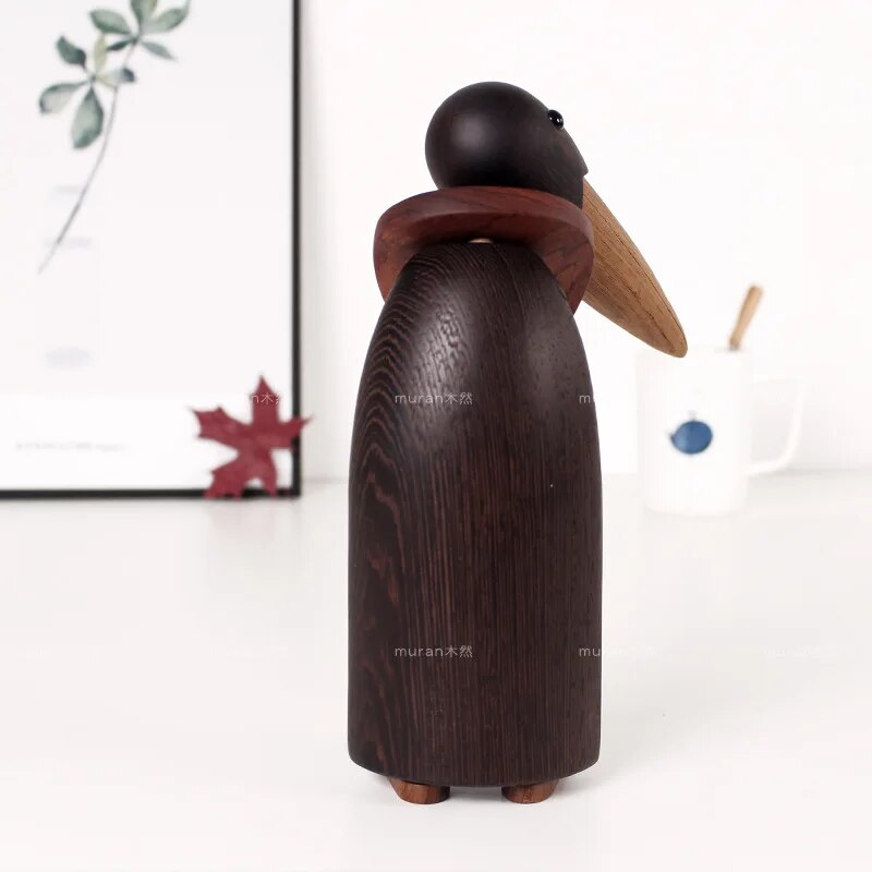 Figurines Ornament Creative Puppet Penguin Decoration Simple Wood Home Desktop Decoration Holiday Gift