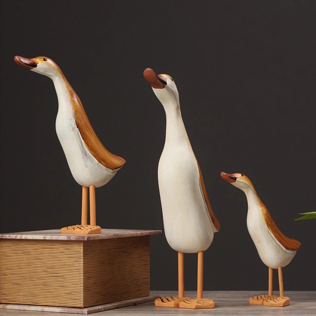 3x/set Duck Statue Home Decor Bird Collectible Figurine Good Luck Ornate