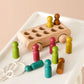 Buntes Trolley-Spielzeug aus Buche aus Holz für Babys von 1 bis 3 Jahren mit 10 Holzpuppen. Spiele für die Entwicklung von Babys, Montessori-Baby 