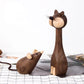 Nordic home decoration rat year zodiac gift cat and mouse creative study decoration walnut wood crafts