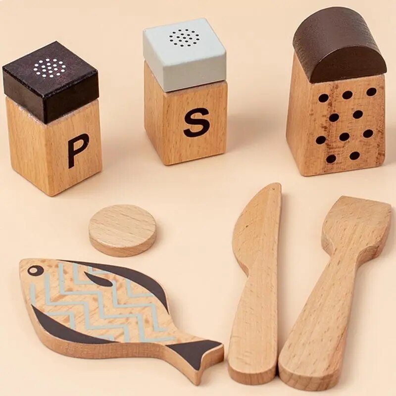 Wooden Cooking Pot Set Kids Pretend Play Simulation Kitchen Toys Imitation Game Tableware Role Play Toy For Childrens Gifts  For Wooden Play Kitchen