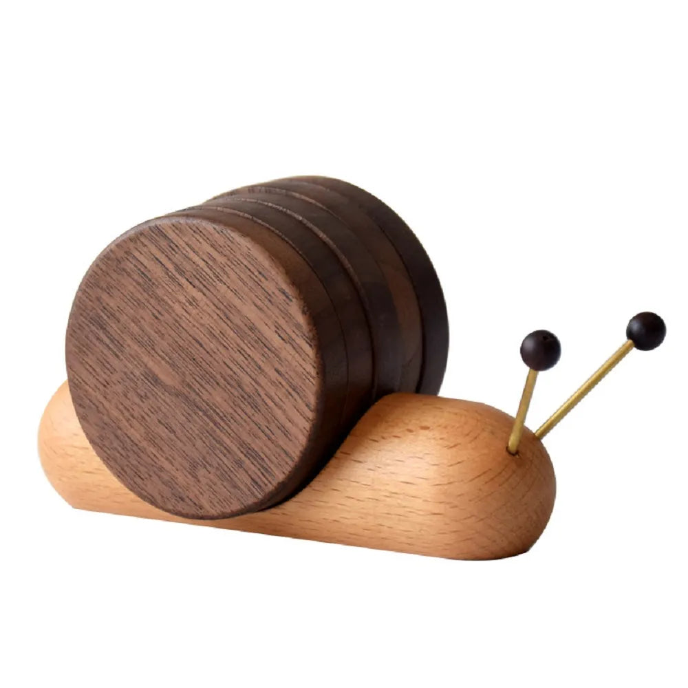 Small Coasters Wooden Coaster Magnetic Creative Snail Shell Funny Coasters Home Decor for Cups Housewarming Birthday Gifts