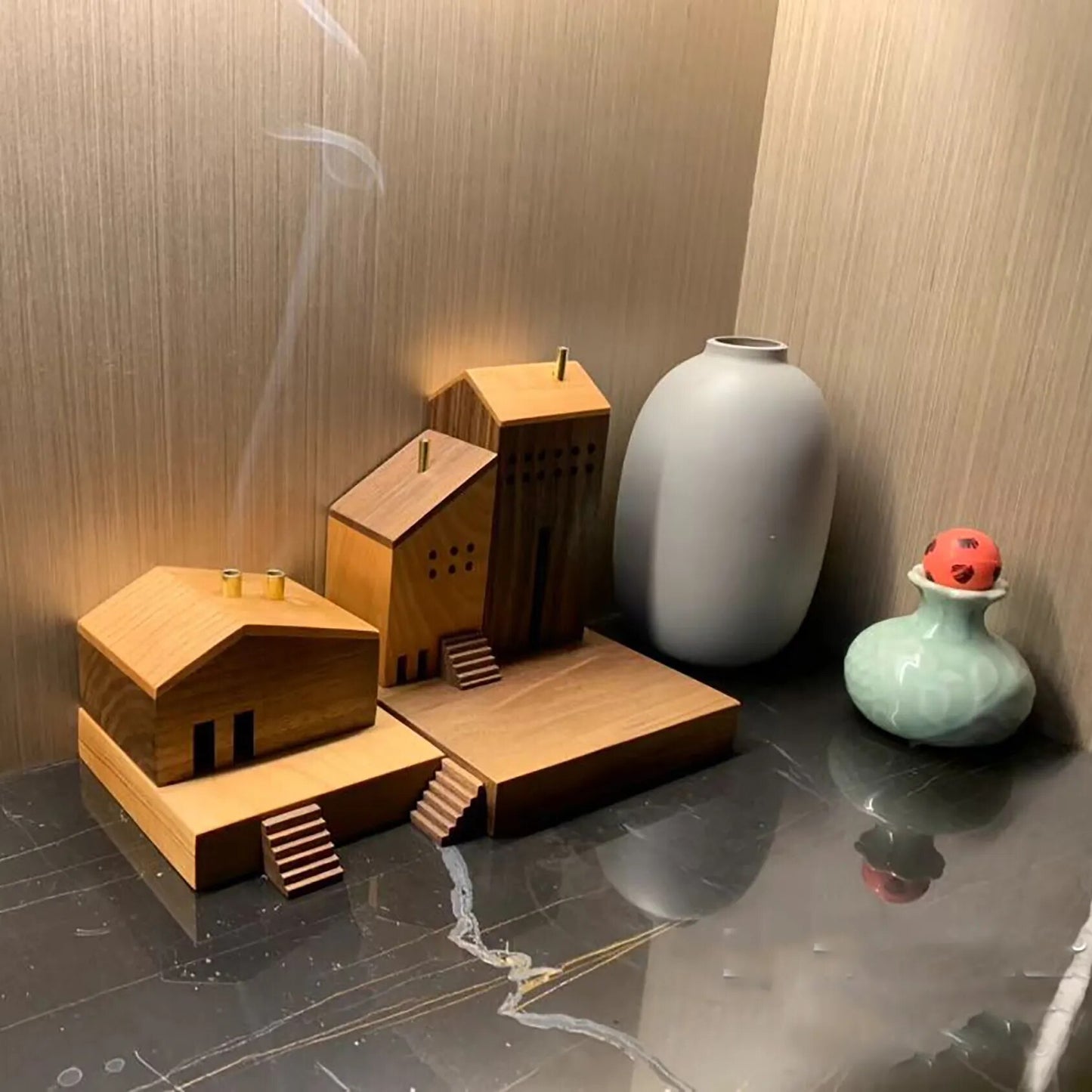 Japanese Style Small House Incense Burner Creative Wooden Miniatures Gift Cabin Aroma Diffuser for Home Decoration Hand Craft
