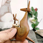 Teak wood kangaroo decor kid room hand craft funny gift  lovely home decoration